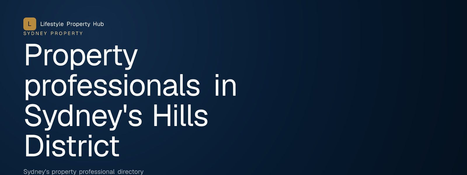 Banner reading "Property professionals in Sydney's Hills District" from Lifestyle Property Hub