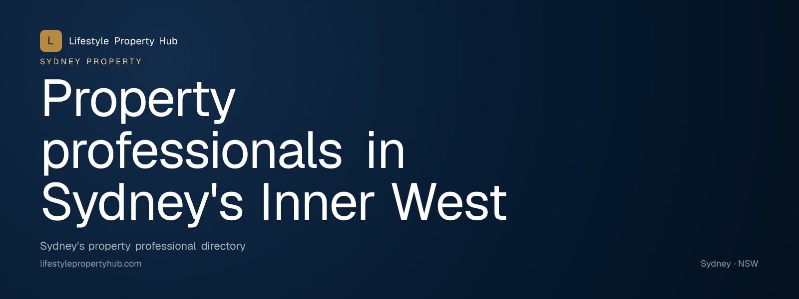 Banner reading "Property professionals in Sydney's Inner West" from Lifestyle Property Hub